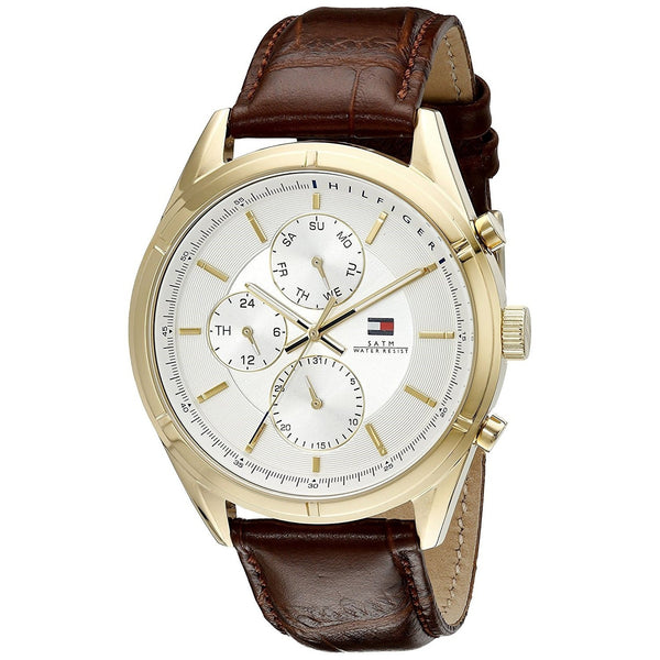 Tommy Hilfiger Men's 1791127 Classic Multi-Function Brown Leather Watch