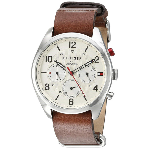 Tommy Hilfiger Men's 1791188 Corbin Multi-Function Brown Leather Watch