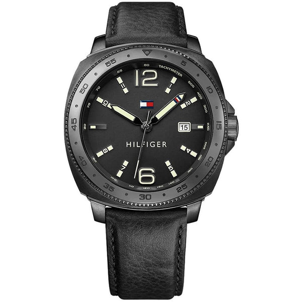 Tommy Hilfiger Men's 1791430 Lucas Black Leather Watch