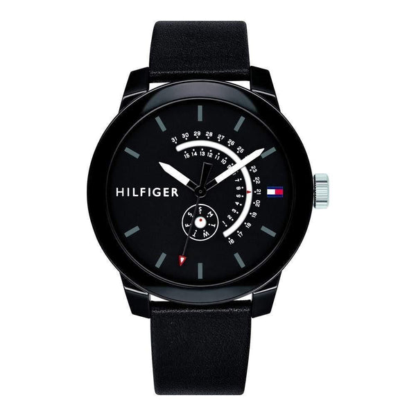 Tommy Hilfiger Men's 1791479 Denim Black Leather Watch