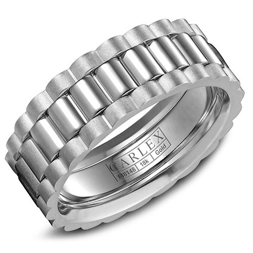 Carlex G3 18k White Gold Men's Wedding Band - CX3-0017WW