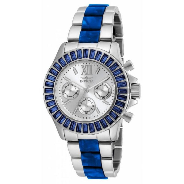 Invicta Women's 18869 Angel Chronograph Blue and Silver Polyurethane Watch