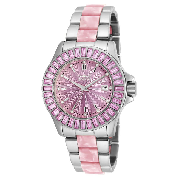Invicta Women's 18875 Angel Silver and Pink Inserts Stainless Steel Watch