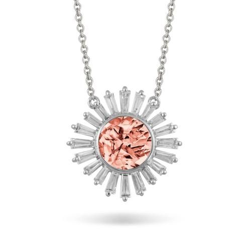 DOVES 18K ROSE/WHITE 1.01 CT MORGANITE AND .50 DIAMOND TOTAL CARAT WEIGHT PENDANT