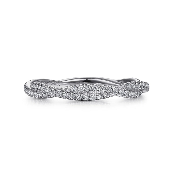 Gabriel & Co 14K White Gold 0.30ctw Diamond Pavé Twisted Stackable Band - LR51480W45JJ