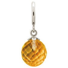 Citrine Love Drop Charm (Silver/Yellow)