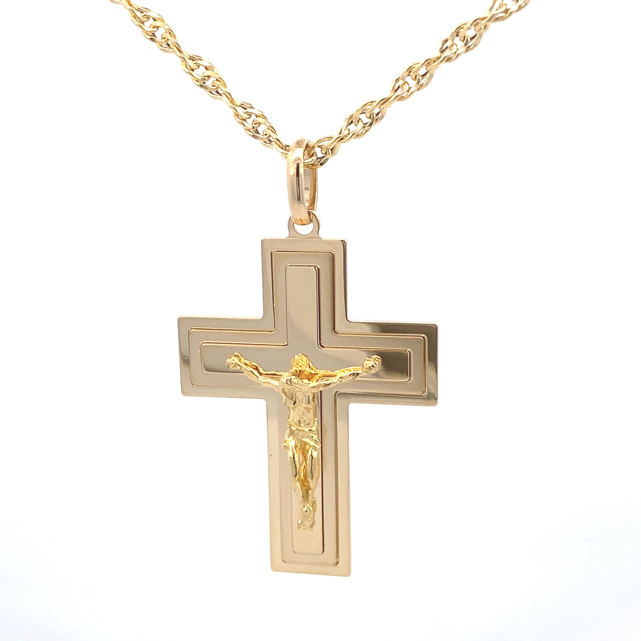 14K All Gold Big Cross Jesus