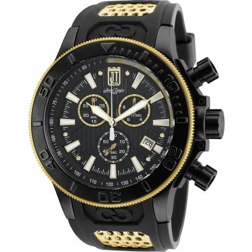 Invicta Men's 19577 Jason Taylor Chronograph Black and Gold-Tone Polyurethane and Stainless Steel Watch