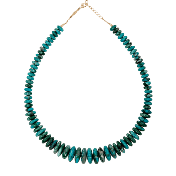 Jacquie Aiche 14K Yellow Gold Graduated Saucer Chrysocolla Beaded Necklace - 2208096