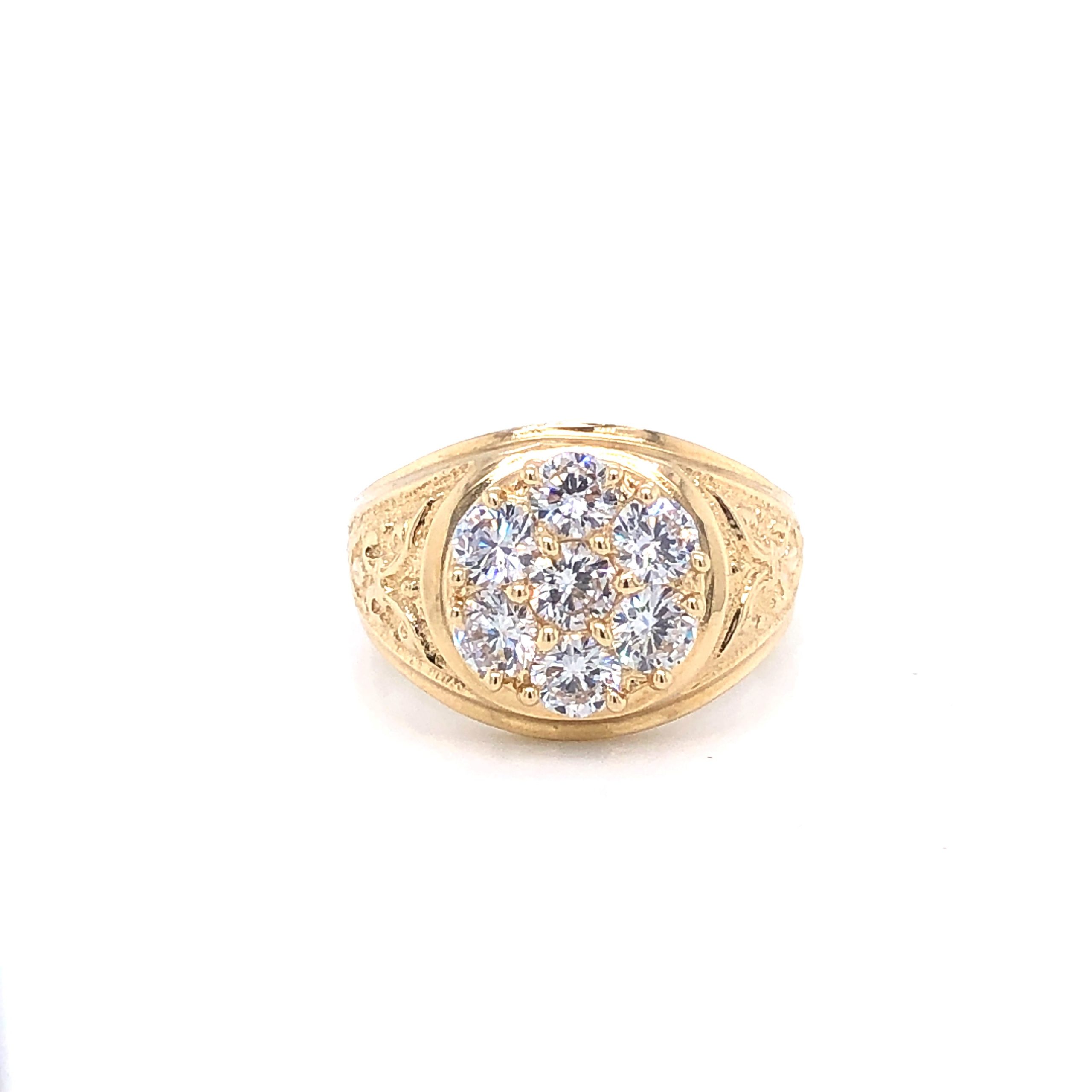 14K Cubic Zirconia Center Gold Men's Ring
