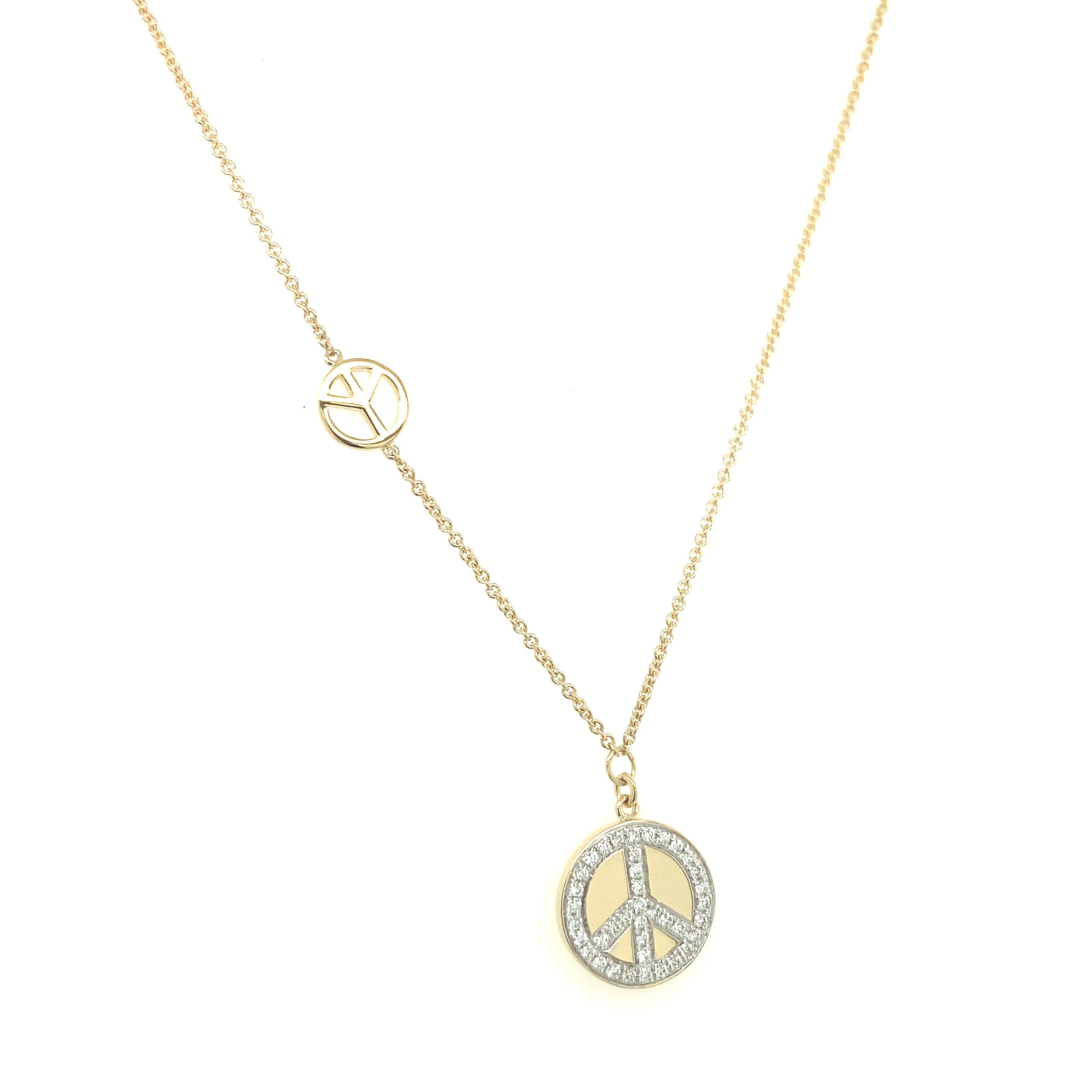Zeghani Peace 14K Diamond Yellow Gold Necklace