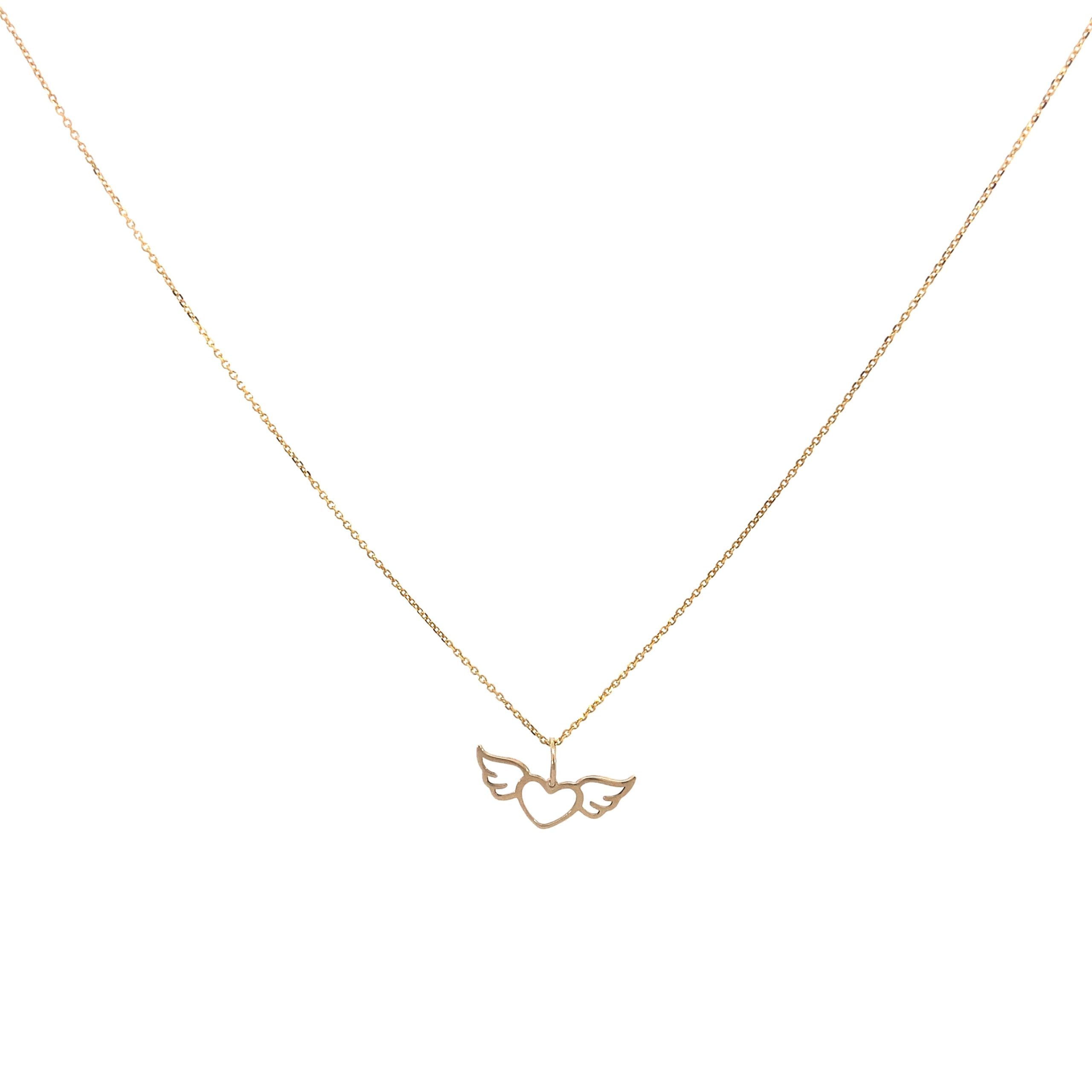 14K Gold Custom Heart with Wings Pendant