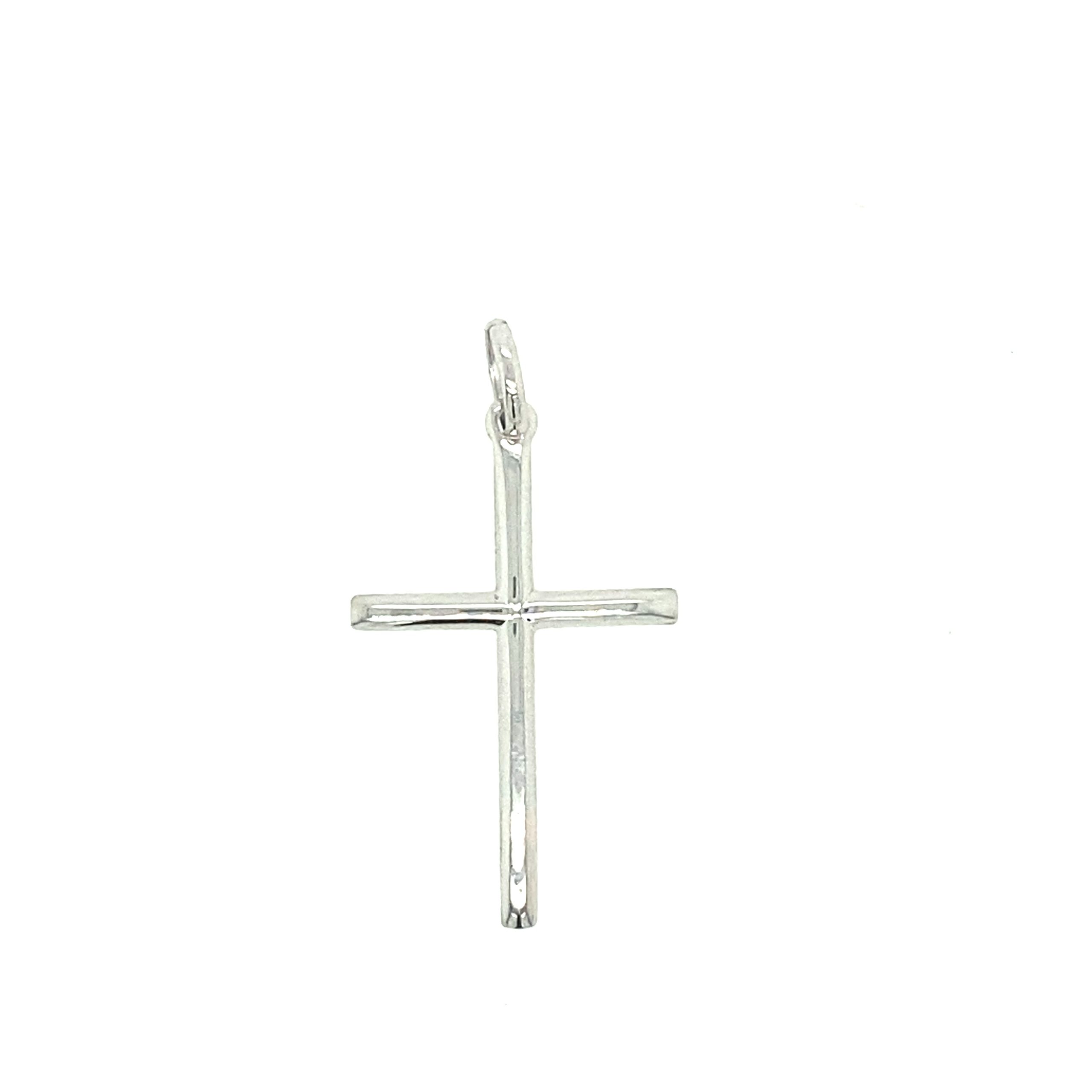 14k White Gold Cross Pendant