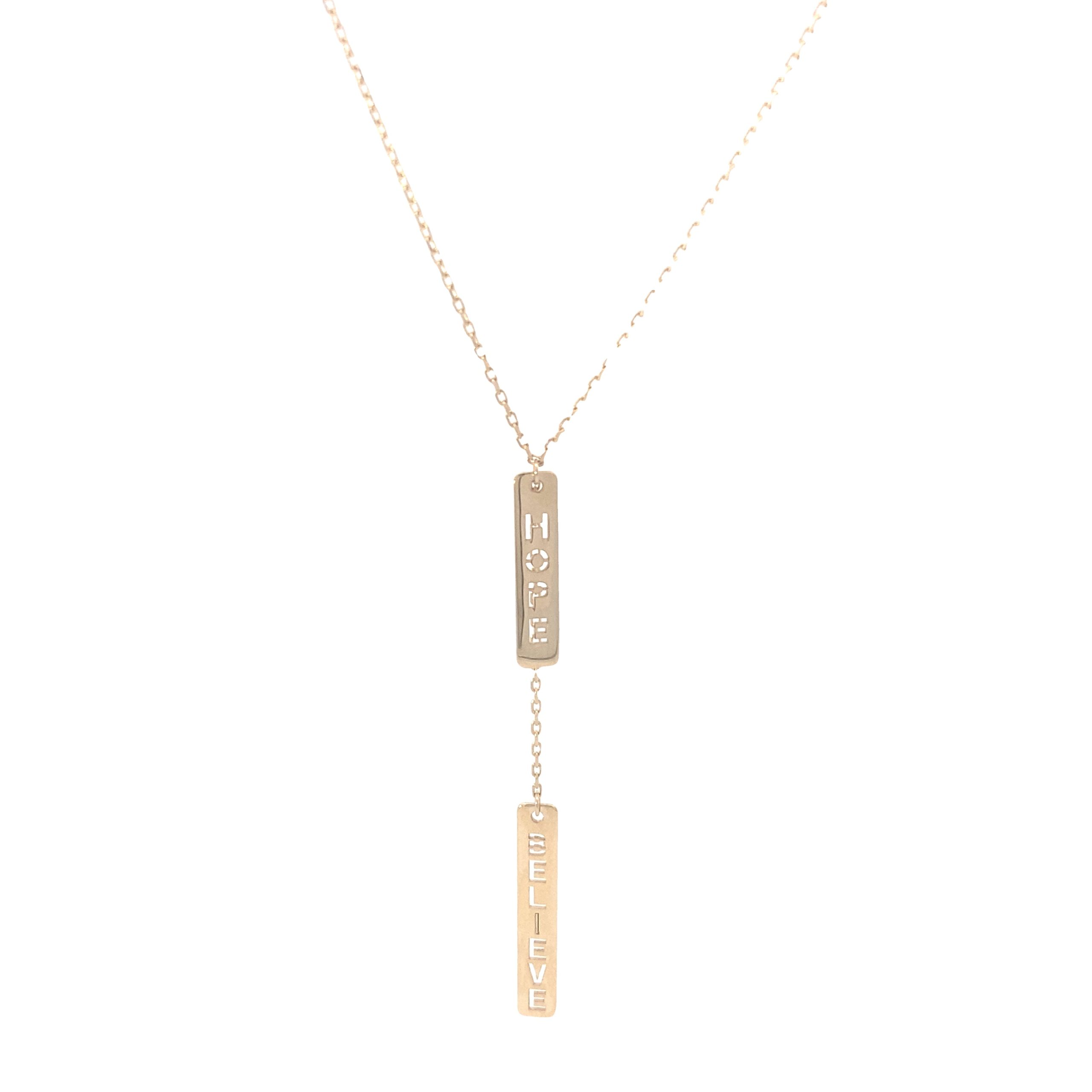 14K Gold Hope and Believe Necklace