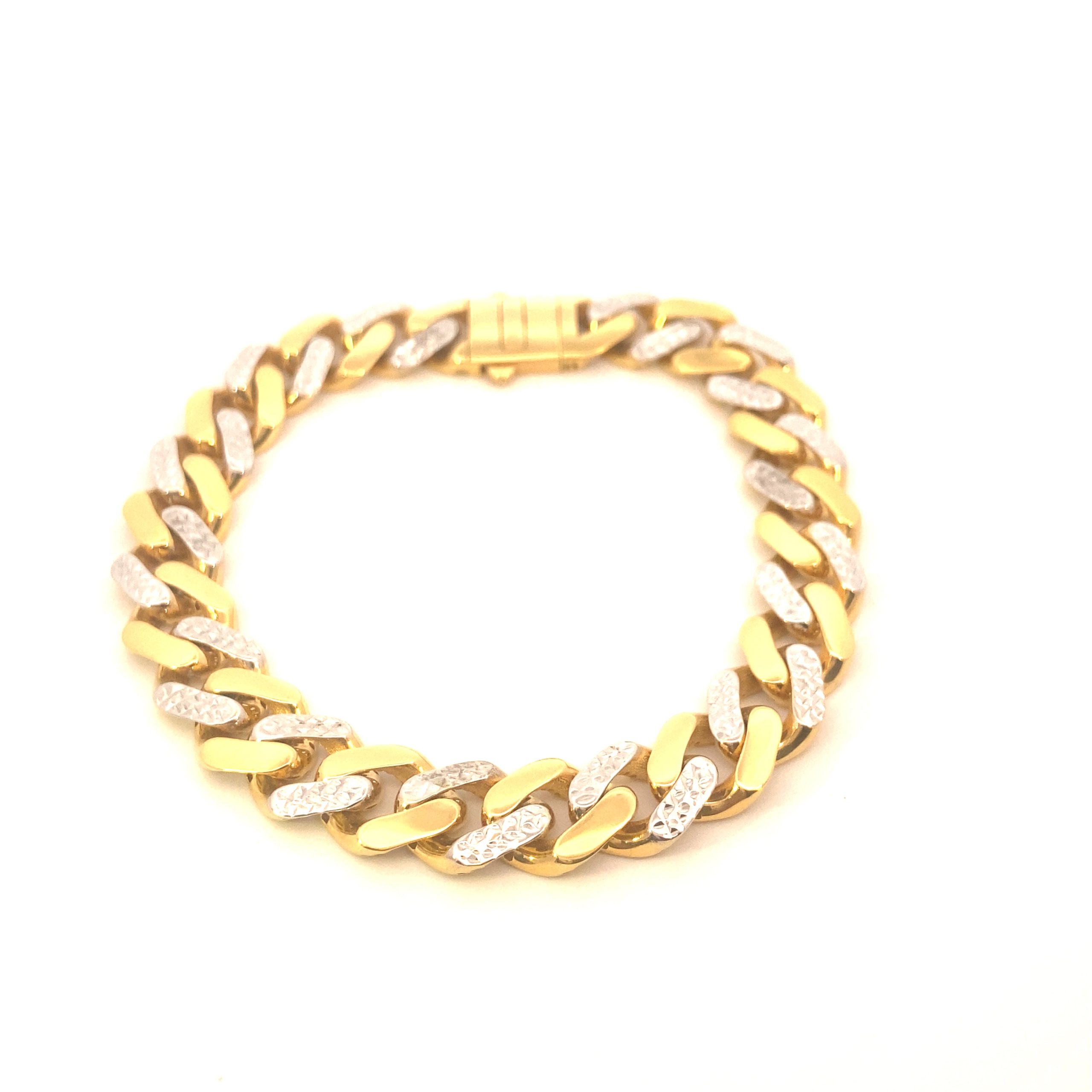 14K Gold Miami Cuban Pave Bracc Box Clasp