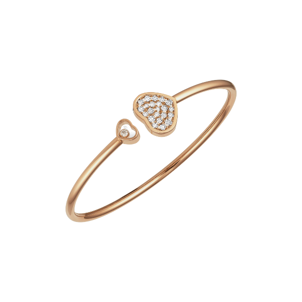 Chopard 18k Rose Gold Happy Hearts Diamond Bangle Bracelet - 857482-5900