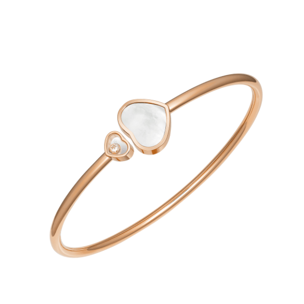 Chopard 18k Rose Gold Happy Hearts Mother-of-Pearl Bangle Bracelet - 857482-5300