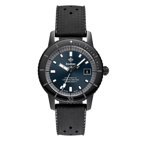 Zodiac Super Sea Wolf Ceramic Compression Diver Automatic Rubber Strap Watch - ZO9595
