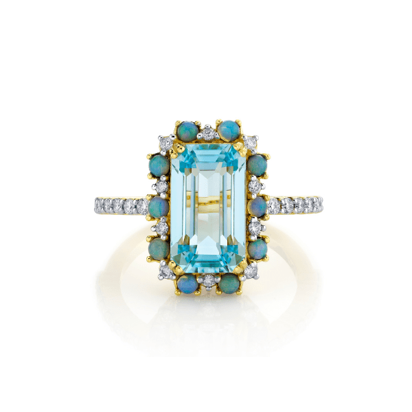 Sloane Street 18k Yellow Gold Blue Topaz Emerald Cut Ring - SS-R009L-BTSK-EO-WDCB-Y