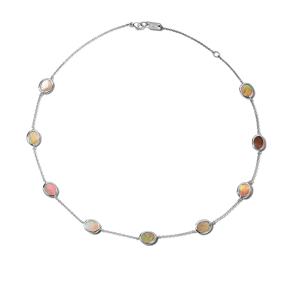 Sterling Silver Oval Brown Shell Neck 18"