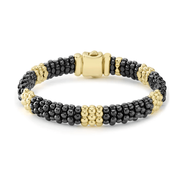 Lagos 18K Gold Station Ceramic Beaded Bracelet - 05-10277-CBM