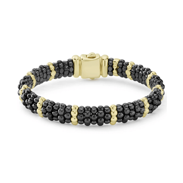 Lagos 18K Gold Station 9mm Ceramic Beaded Bracelet - 05-10276-CBM