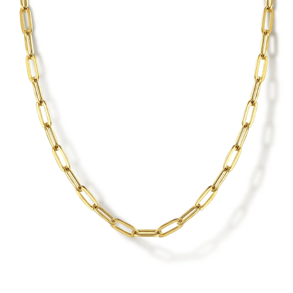 Gabriel & Co. 14k Yellow Gold Hollow Paper Clip Chain Necklace - NK6768H-17Y4JJJ
