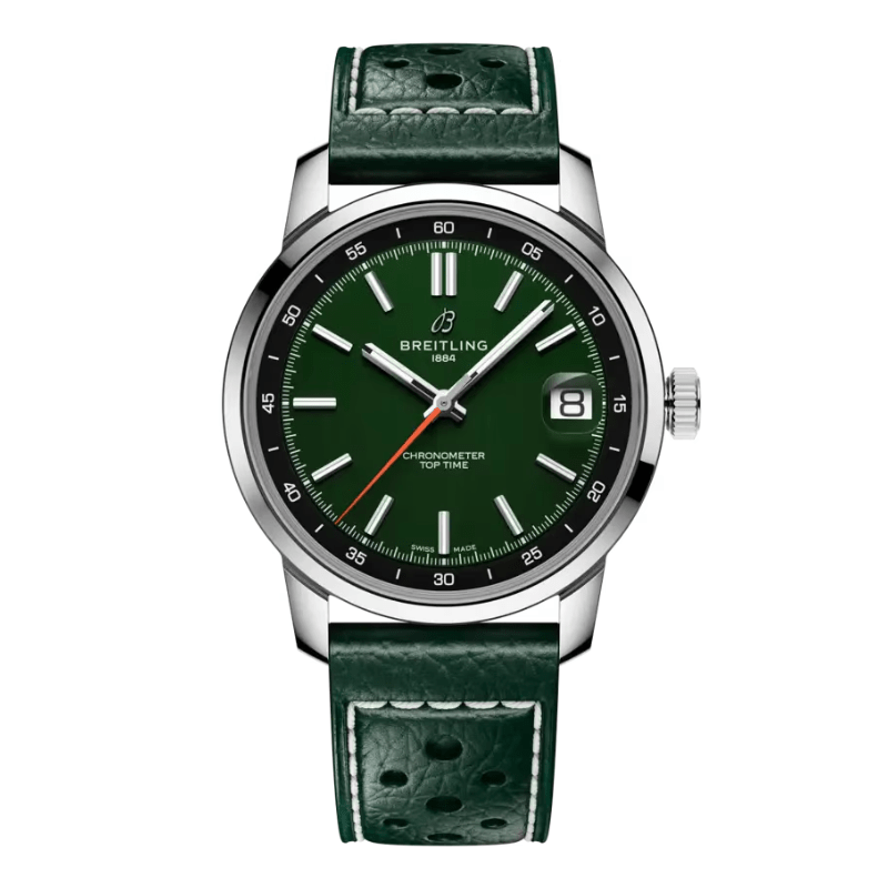 Breitling Top Time B31 Green on Leather Strap - AB3113171L1X1