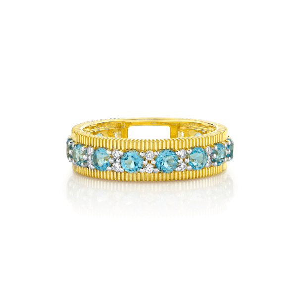 Sloane Street 18k Yellow Gold Swiss Blue Topaz Band - SS-R004K-SWB-WDCB-Y-7