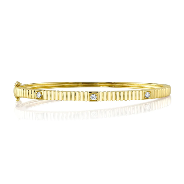 14K Yellow Gold Diamond Station Bangle - SC22009466ZS