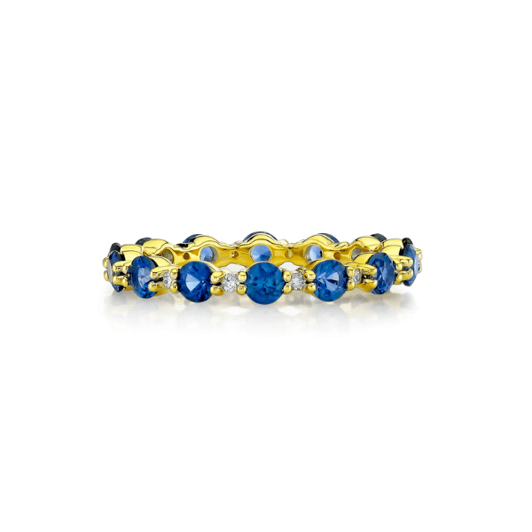 Sloane Street 18k Yellow Gold Blue Sapphire & Diamond Eternity Band - SS-R036I-BS-WD-Y-7