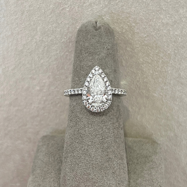 Moyer Collection 18K White Gold 1.53ct Pear Halo Complete Engagement Ring- 020590