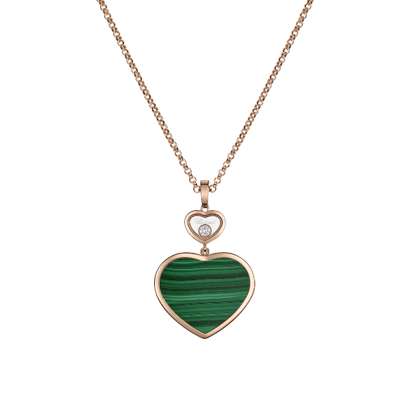 Chopard 18k Rose Gold Happy Hearts Malachite Pendant - 79A075-5151