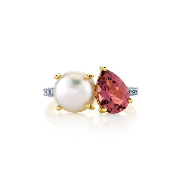 Sloane Street 18k Yellow Gold Pink Tourmaline & Pearl Ring - SS-R003L-PT-WP-WDCB-Y