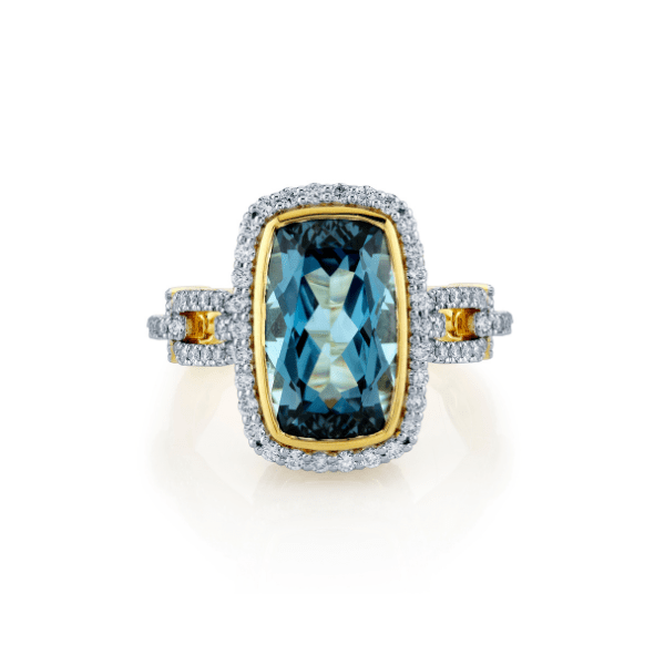 Sloane Street 18k Yellow Gold Blue Topaz Ring with Diamond Band - SS-R373T-LB-WDCB-Y