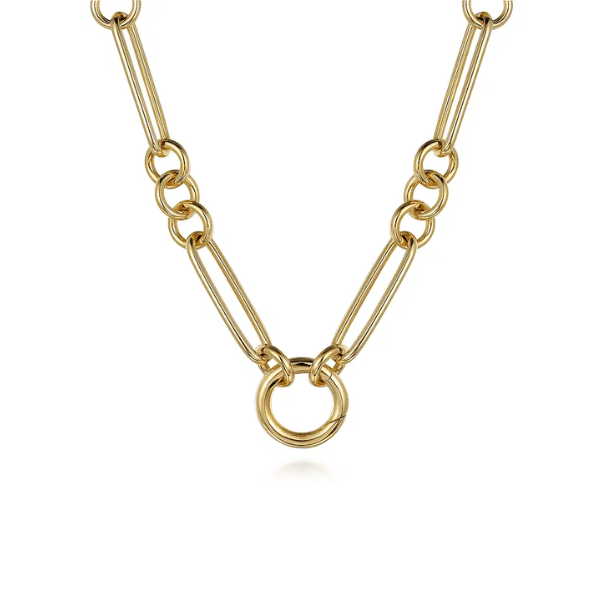 Gabriel & Co. 14K Yellow Gold Paper Clip Chain Necklace with Circle Stations - NK7292Y4JJJ