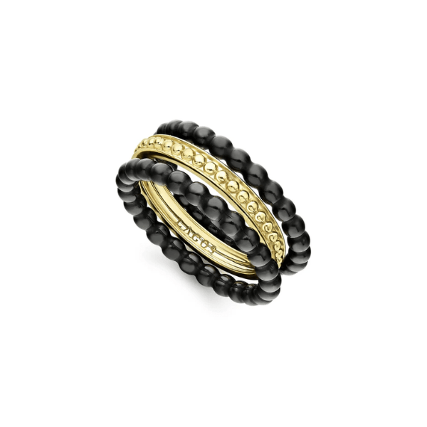 Lagos 18K Gold and Ceramic Stacking Ring - 02-10289-CB7