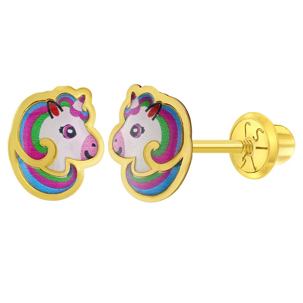 RAINBOW UNICORN HEAD EARRINGS