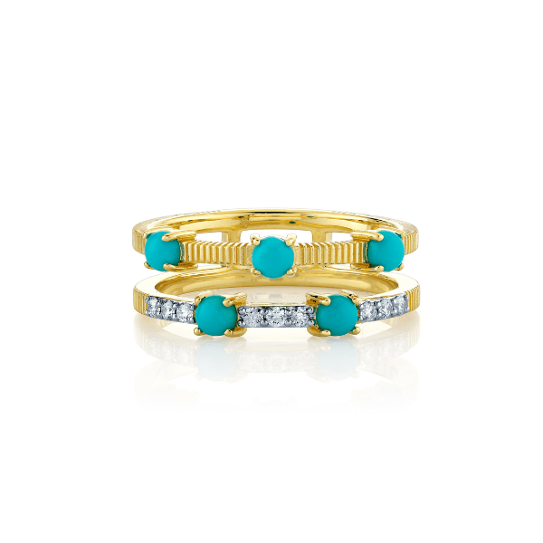 Sloane Street 18k Yellow Gold Turquoise Double Row Band- SS-R008L-TQ-WDCB-Y-7