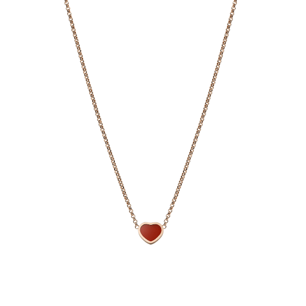 Chopard 18k Rose Gold Carnelian Happy Hearts Pendant - 81A086-5801