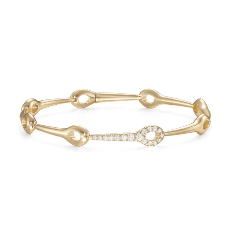 Melissa Kaye 18K Gold Lola Needle Linked Partial Diamond Bracelet - B2310B