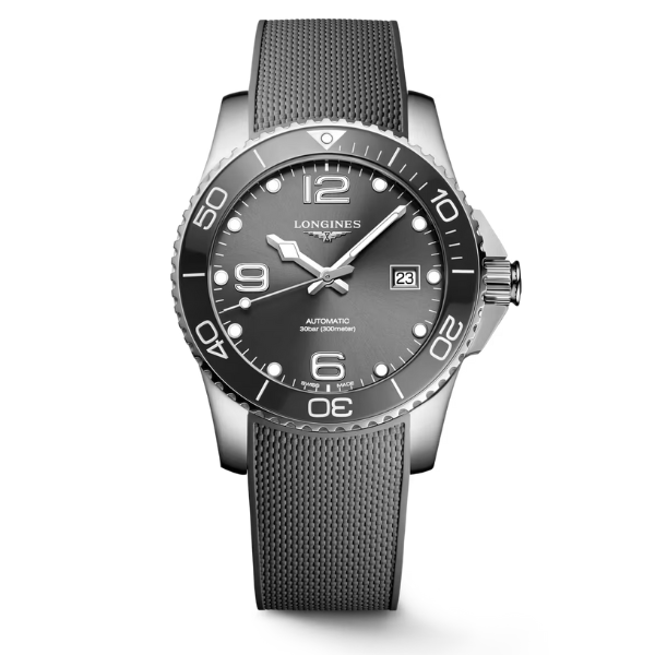 Longines Hydroconquest Silver Dial Rubber Strap 41mm - L3.781.4.76.9