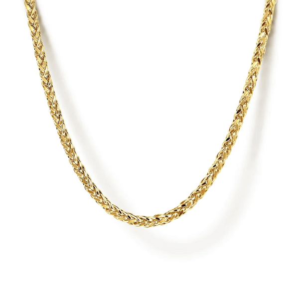 Gabriel & Co. 14K Yellow Gold Hollow Men's Wheat Chain Necklace - NKM7008-20Y4JJJ
