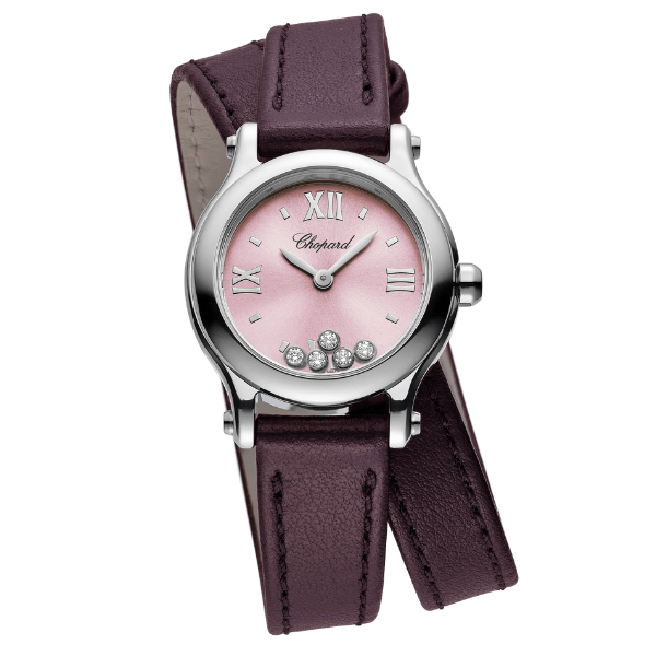 Chopard Happy Sport Pink Dial 25mm Stainless Steel Watch - 278620-3004
