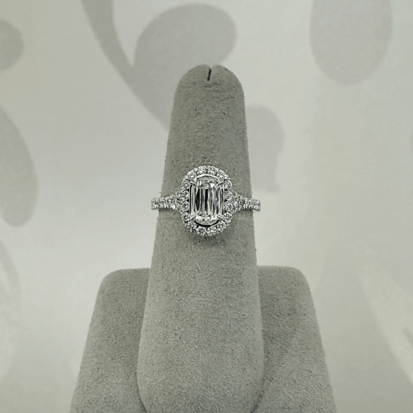 Christopher Designs 14K White Gold 0.70ct Oval Halo Complete Engagement Ring - 011289