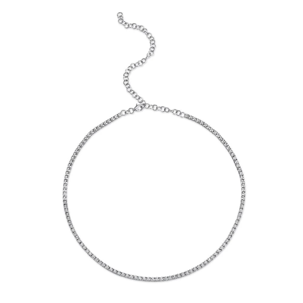14K White Gold 0.95ct Diamond Tennis Necklace - SC55009469