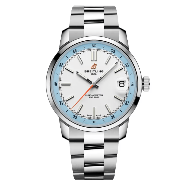 Breitling Top Time B31 White & Sky-Blue on Bracelet - AB3113281A1A1