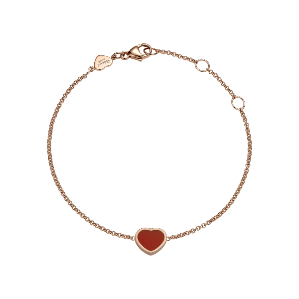 Chopard 18k Rose Gold Happy Hearts Red Heart Charm Bracelet- 85A086-5081