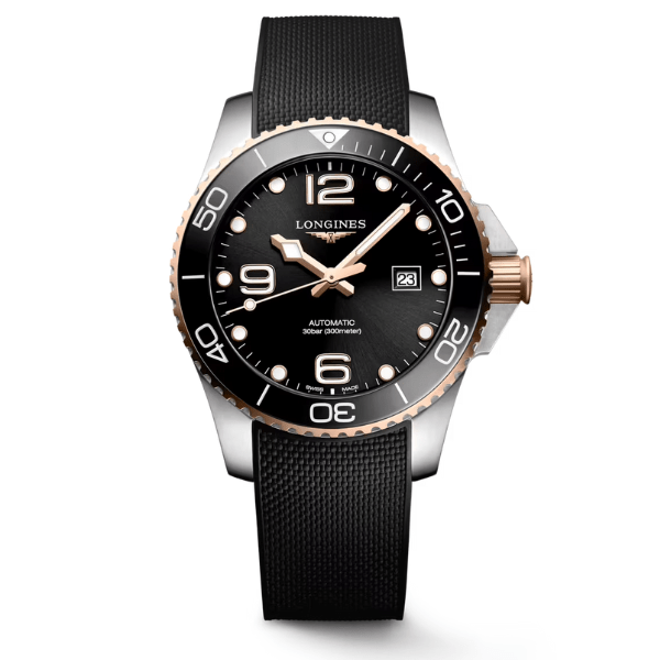 Longines Hydroconquest Black Dial on Rubber Strap 43mm - L3.782.3.58.9