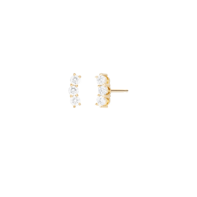 Melissa Kaye 18K Gold Aria Triplet Stud Mini- E1714A